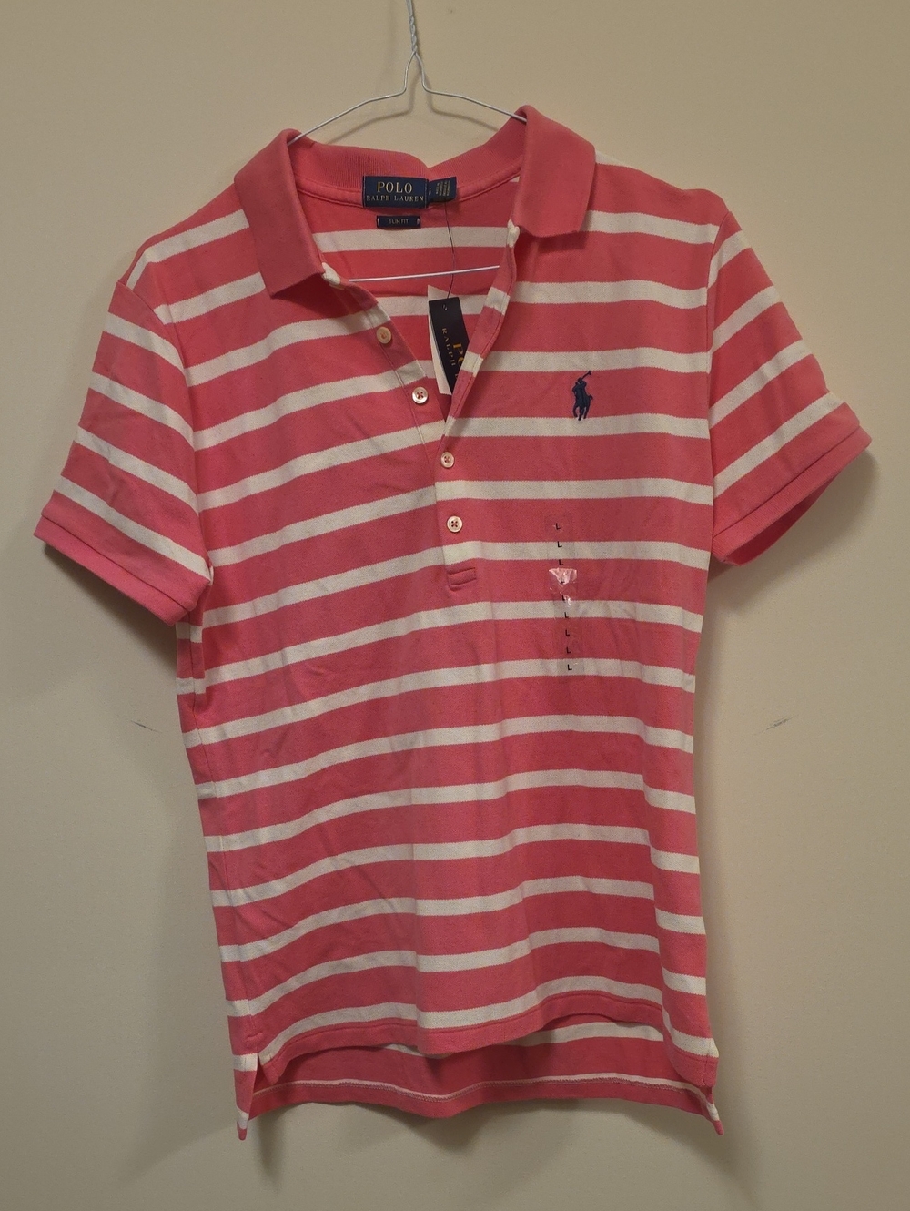 Polo by Ralph Lauren Coral Pink & White Striped Kids Polo